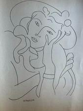 Matisse vintage old Screenprint PRINT woman lady head sketch........FREE UK POST