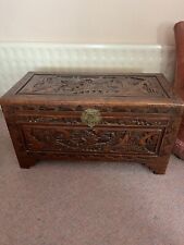 Original Hand CARVED Antique Oak Mule Chest Coffer Circa Early 1700's