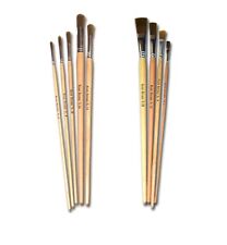 Long Handle Golden Nylon Artist Paint Brushes Round Flat Sizes 6-18 Animal Free