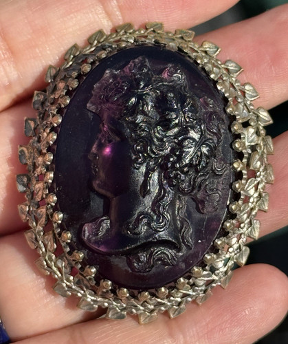 Antique brooch cameo amethyst - antique,