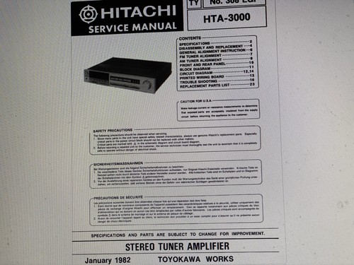 Hitachi hta 3000 service - hitachi,