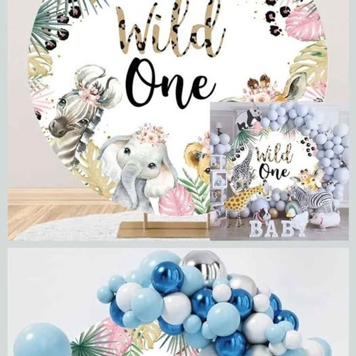 Wild one round backdrop jungle - wild,
