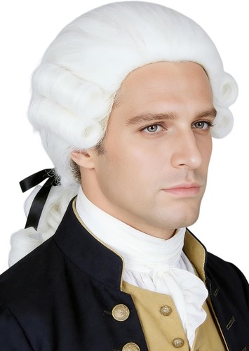 White colonial curly judge wig - white,