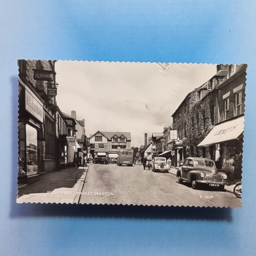 Market drayton postcard 1955 - drayton,