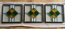 DOUBLE GLAZED GLASS PANELS X 3 - COLOURED LEADLIGHT DESIGN WITH SOLDERED JOINTS