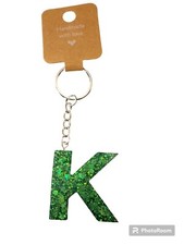 GREEN + GLITTER Resin Letter Keyring