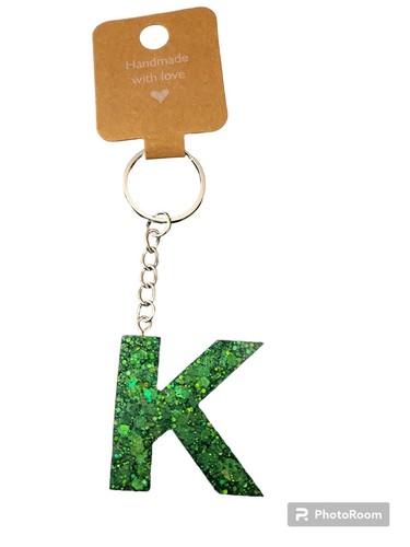 Green glitter resin letter - +,