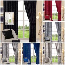 Crushed Velvet Curtains Pair