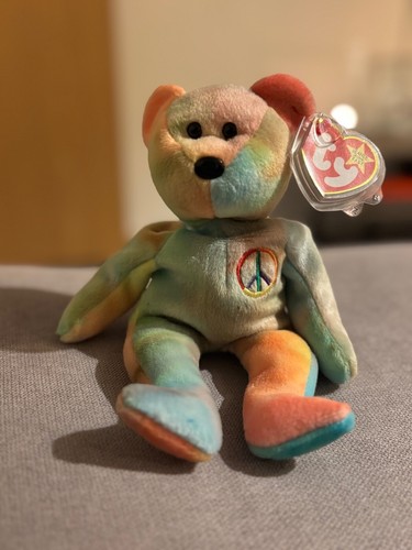 Rare peace bear beanie - bear, ty