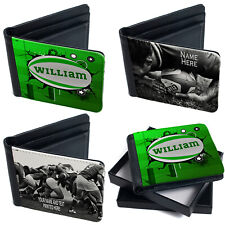 Personalised Rugby Wallet Bi Fold Card Holder Boys Custom Text Birthday Gift
