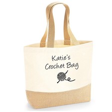 Personalised Crochet Tote Bag Knitting Craft storage personalised gift Christmas