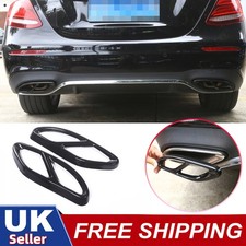 Gloss Piano Black Steel Quad Tail Exhaust Tip For Benz C-Class W205 2015-2021