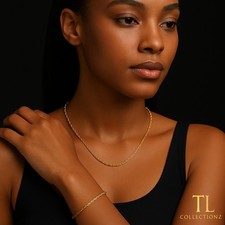 18K Solid Gold Bracelet & Necklace 8.6g –Real Gold 750 Hallmarked – Unisex Gift 