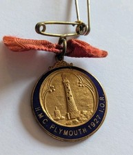 Plymouth Lighthouse Vintage Medal Pin Badge