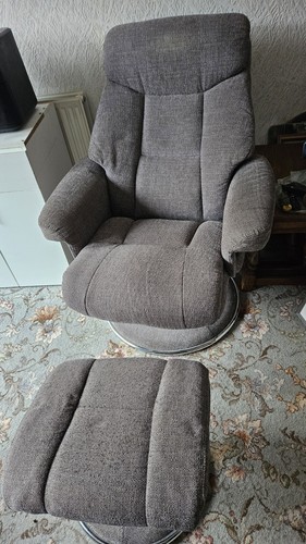 Chenille grey recliner - chenille,