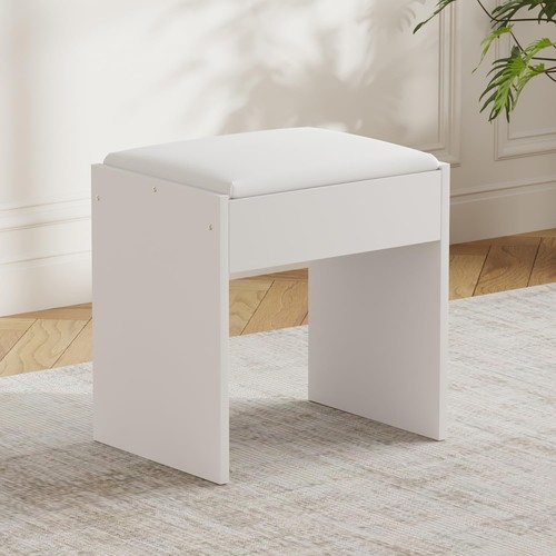 White dressing table stool - white,