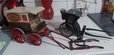 Two Vintage Handmade Horse Carriage 2&4 Wheels, Hand Crafted, Hand Painted OOAK