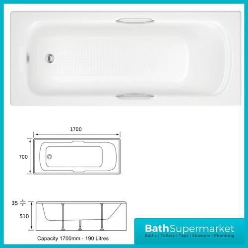 Gripped bath heavy duty 1700mm - gripped,