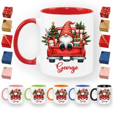 Personalised Name Christmas Coloured Inside & Handle Mug Coffee Santa Cup Gift