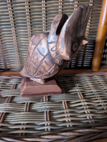 Hand carved wooden owl - hand-carved, glasses