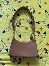 MNG Women’s Small Tan Brown Shoulder Handbag Bag W Chain Detail
