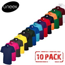 10 PACK Uneek Classic Unisex Polo Shirt UC101 Short Sleeve Work Wear Top
