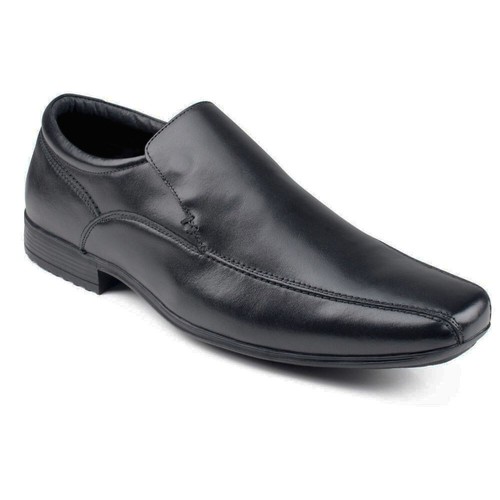 New boys black leather slip - leather, on