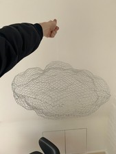Hanging Cloud Decorative Sculpture, White Metal Wire