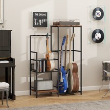 Multiple Guitar Rack Electric Bass Stand Guitar Holder with 2 Tier Storage Shelf