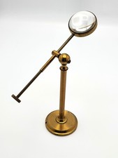English Victorian Brass Pivoting Magnifying Glass on Stand - Antique, circa 1890