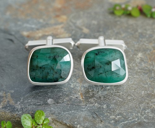 10ct natural emerald cufflinks - natural,
