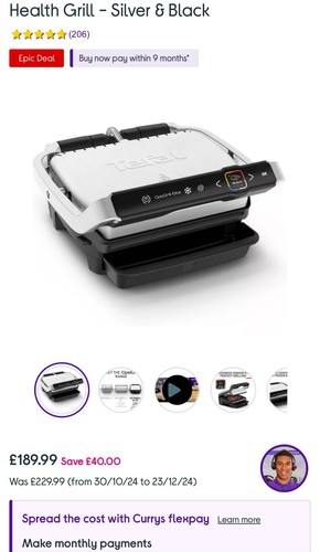 Tefal optigrill elite used - xl,,