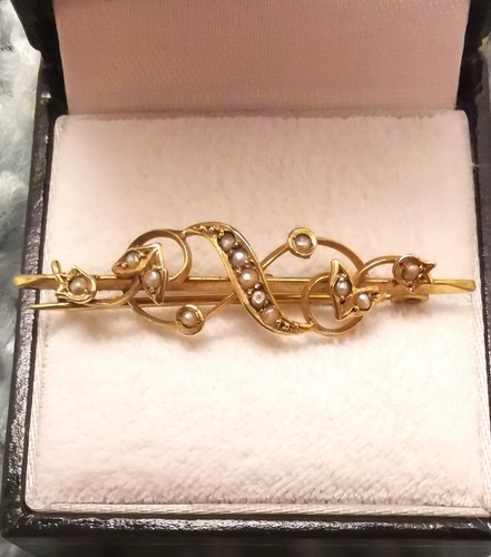 Antique 9ct gold seed pearl - gold,