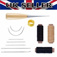 Leather Sewing Needles Kit Stitching Needle Thread Thimble Shoes Repair Tool 12X