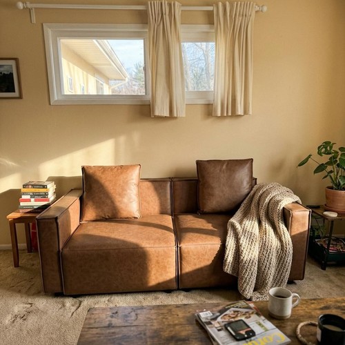 New faux leather sofa low - faux,