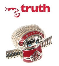 Genuine TRUTH PK 925 sterling silver & enamel RED DRESS HEART DOLL charm bead