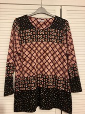 M&S 22 Black Orange Tunic Top 