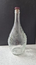 Vintage Glass Bottle (with stopper)  Embossed With Vine And Grapes