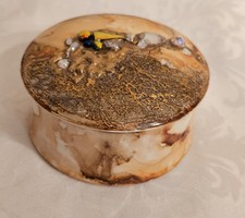 Vintage Handmade Lustre Fine Bone China Trinket Box with Lid in Autumn Colours.