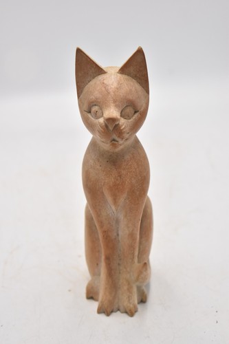 Vintage hand carved wooden - carved, cat