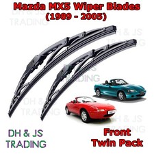 (89-05) Mazda MX-5 MK1 MK2 Front Wiper Blades Windscreen 18" x2 Hook Type Wipers