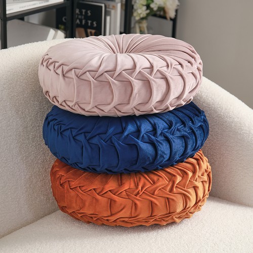 Velvet pleated floor cushion - pleated,