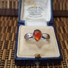 925 Sterling Silver Ring, Genuine Canadian Ammolite,Size R.5 US 8.75,Multicolour