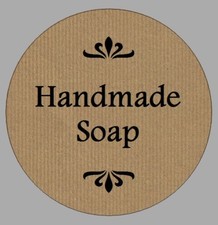 Small Circular Handmade Soap Stickers Brown Imitation Kraft Craft Paper Labels 