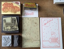 Letterpress blocks plates bundle. Christmas.