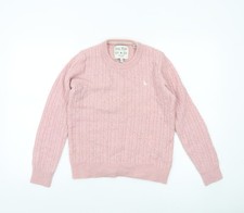 Jack Wills Women’s Pink Merino Wool Cable-Knit Jumper UK 10