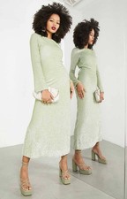ASOS Womens Green Midi Dress Sequin RRP £230