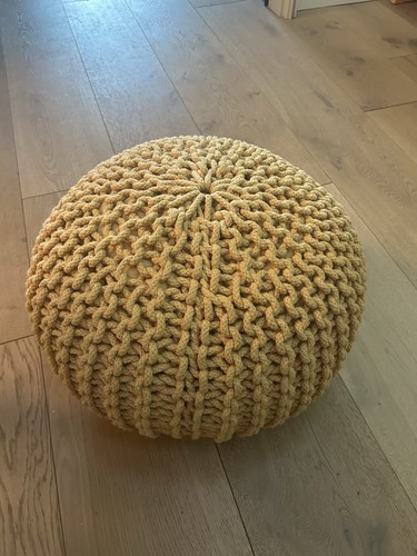 Round crocheted pouf - crocheted,