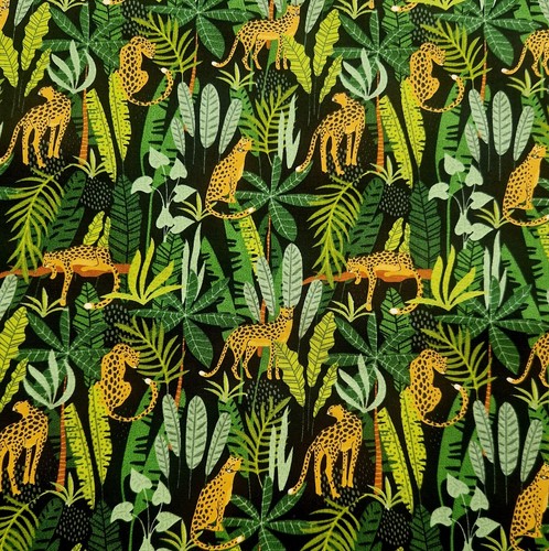 Cotton fabric jungle - jungle, cats