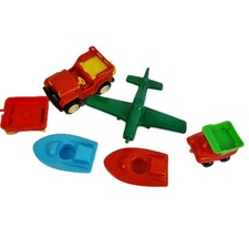 Vintage Mixed Plastic Toy Vehicles Lot Car Plane Boats Trucks Retro Play Set